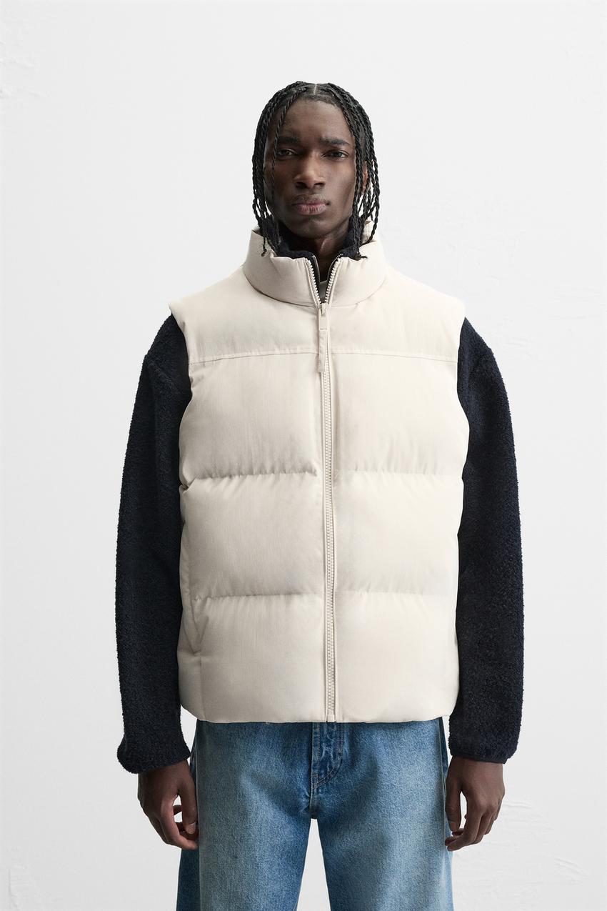 WHITE SLEEVELESS DOWN JACKET