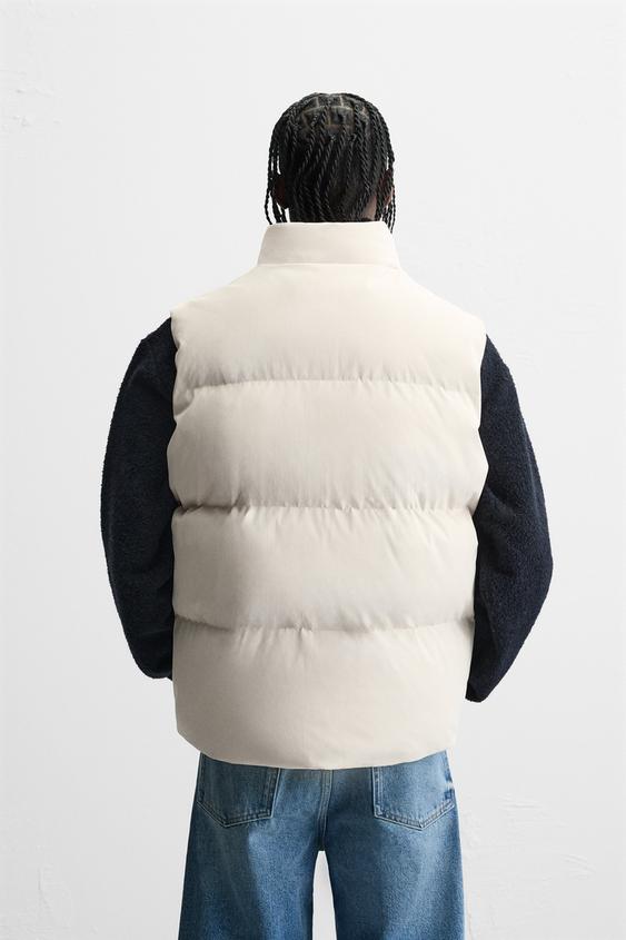 WHITE SLEEVELESS DOWN JACKET