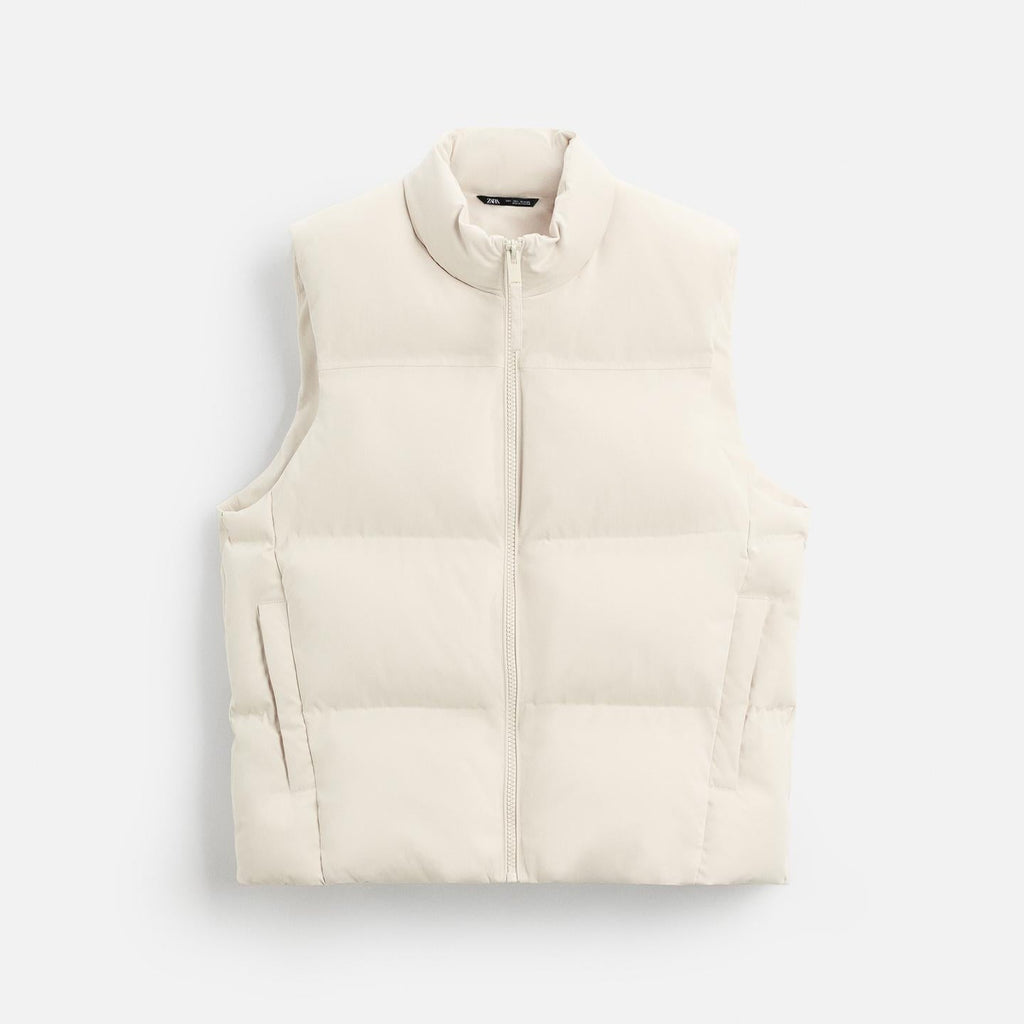 WHITE SLEEVELESS DOWN JACKET