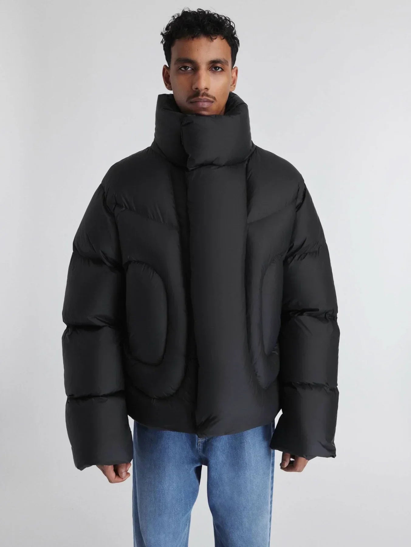 Black Roll Neck Puffer Jacket
