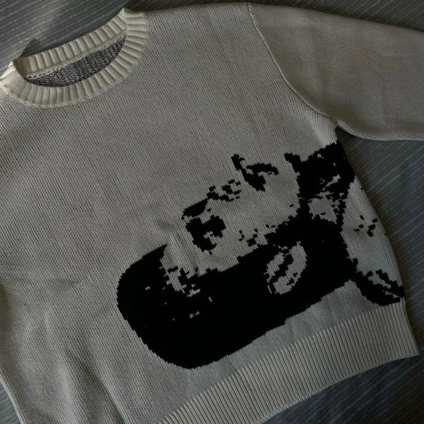 White Knit “Pixel Art”