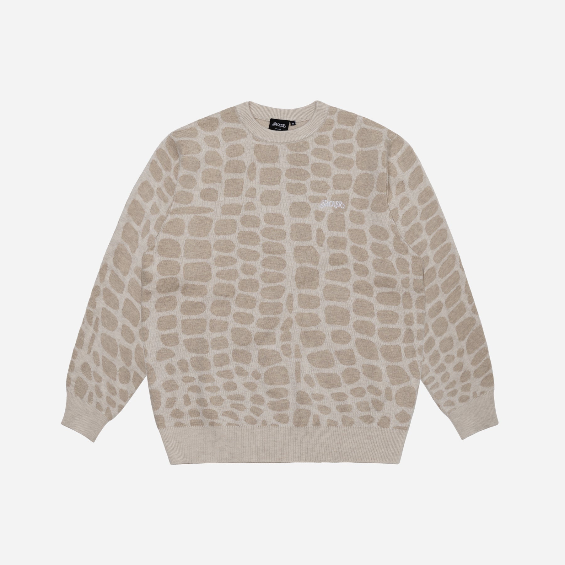 CROCO KNIT CREWNECK - BEIGE